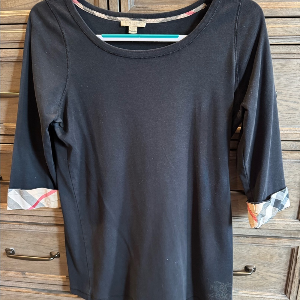Burberry Black Top with Checkered Cuffs